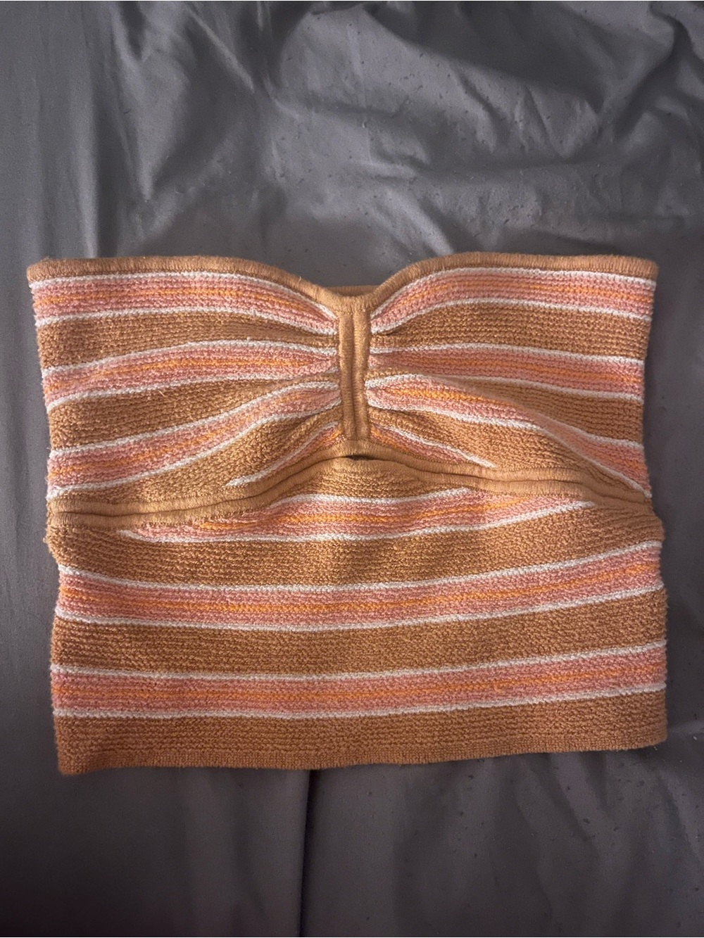 American Eagle Orange and Cream Striped Knit Tube Top